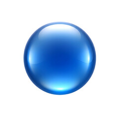 Glossy blue sphere with light reflections isolated on transparent background