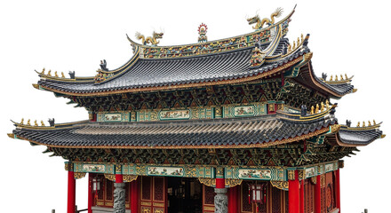 Fototapeta premium Traditional chinese architecture isolated on transparent background, showcasing intricate details and design