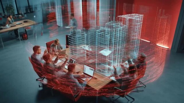 table, wit the programers 63693081 of realistic build the of hologram around meeting modern in overlaying center group in a a some codes are a people a middle 1 in IT of A frame sitting tab 93575491 1