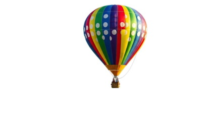 Colorful hot air balloon floating in the sky isolated on transparent background
