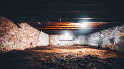 Exploring rustic basement interiors with exposed brick soil