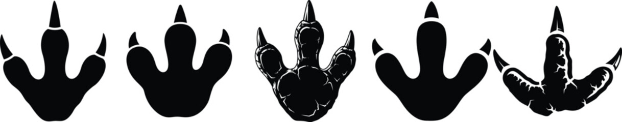 Obraz premium Dinosaur Footprint Silhouette Vector set