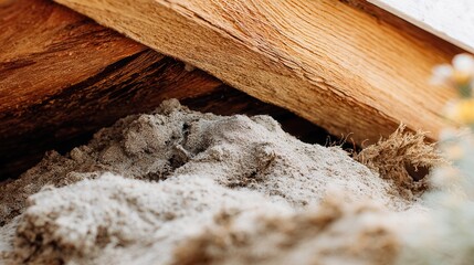 Attic with exposed wooden beams insulation materials