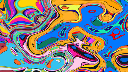 Psychedelic Fluid Rainbow Background with Vibrant Swirls and Trippy Gradient Colors for EDM and Festival Design