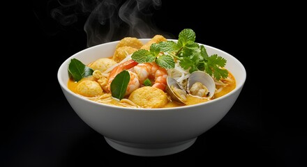 "Japanese gyoza dumplings on a ceramic plate, crispy edges, light steam escaping, minimalist styling, side view, white background."