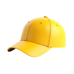3d yellow baseball cap isolated on transparent background