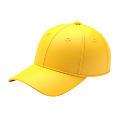 3d yellow baseball cap isolated on transparent background