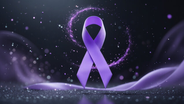 Purple Ribbon Symbolizing Hope and Awareness