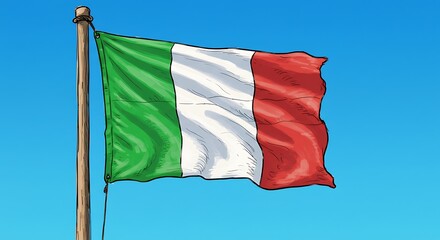 Italian, French, and Portuguese flags waving in the wind are national symbols of patriotism across Europe