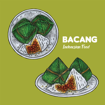 Adobe Illustrator Artwork Hand drawn illustration design of Indonesian Bacang Food