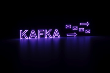 KAFKA neon concept self illumination background 3D illustration