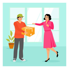 Goods delivery service concept. Small business of delivery service, goods are sent by post.