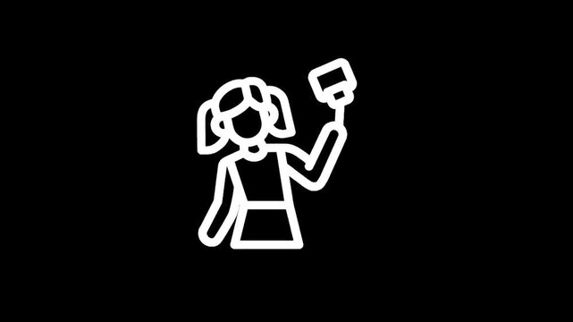 Girl holding a paintbrush icon