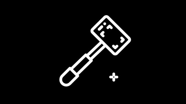 Stylized illustration of a hammer on a black background