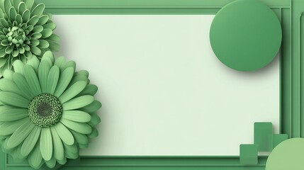 A green palette with green flowers. Green daisy flower. Mockup. 