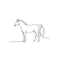 Obraz premium Horse outline drawing in minimal line art on white background