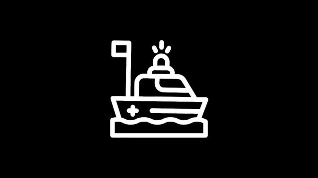 Boat icon on black background