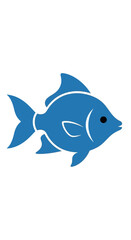 Obraz premium Blue fish graphic on white background.
