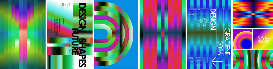 Fototapeta na wymiar Abstract futuristic vector gradient design with vibrant neon colors, geometric shapes, and modern typography for poster, album cover, digital art, branding, and creative background 