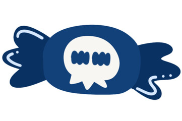 Wrapped candy with skull design, Halloween sweet clipart.