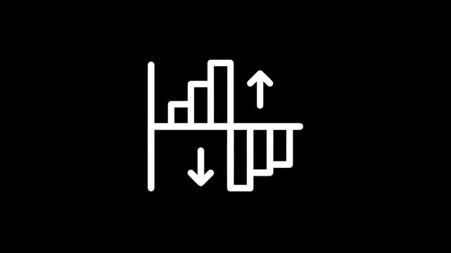 Financial graph with upward and downward trends on a black background.