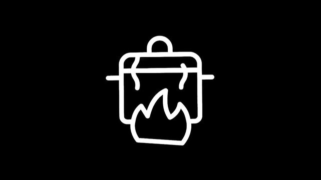 Cooking pot over fire icon