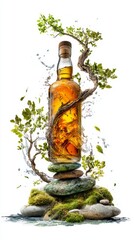 The whisky bottle. Advertisement. Mockup style 