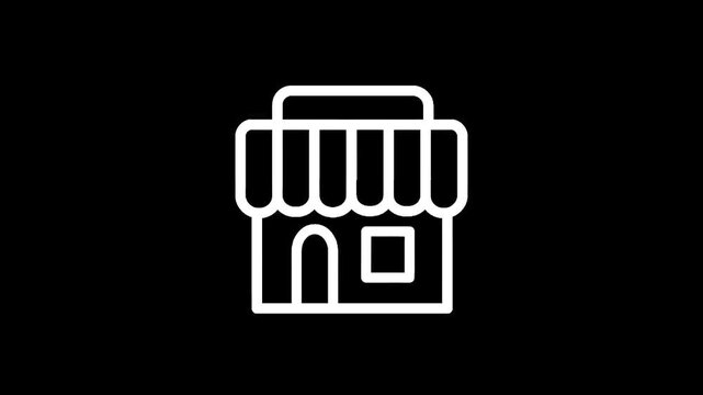 Storefront icon against a black background.