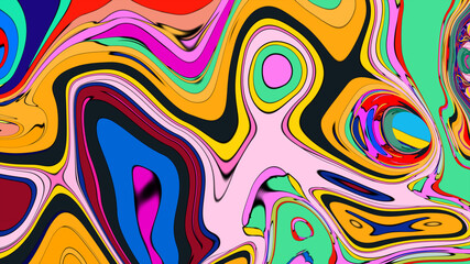 Psychedelic abstract background with neon green and purple liquid swirls on black. Iridescent, wavy texture with a bold Y2K feel  perfect for edgy digital and trendy creative projects.