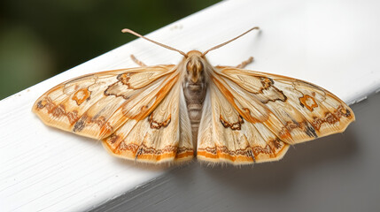Orgyia antiqua - rusty tussock moth or vapourer on white surface
