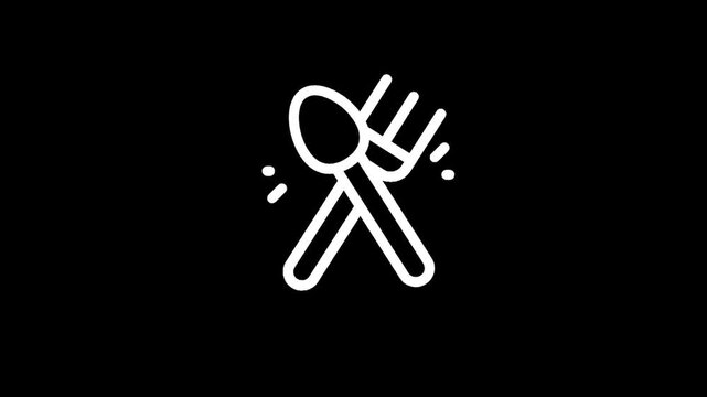 Fork and spoon icon on a black background