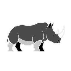 Fototapeta premium Stylized gray rhinoceros animal icon in profile view.