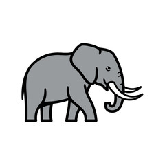 Fototapeta premium Stylized Elephant Illustration with Prominent Tusks and Large Ears.
