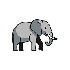 Fototapeta premium Stylized gray elephant walking with tusks illustration.