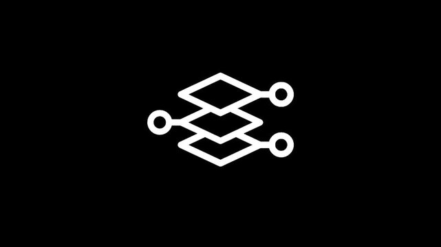 Abstract data layers icon on a black background