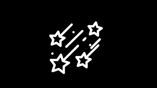White stars falling on a black background