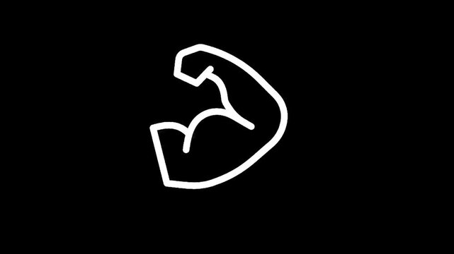 Arm muscle icon on black background