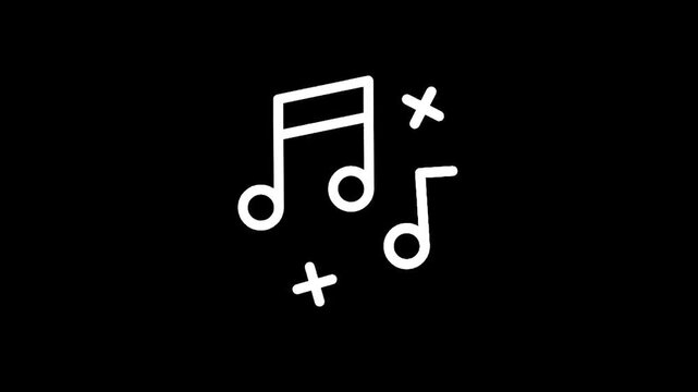 Musical notes icon on a black background