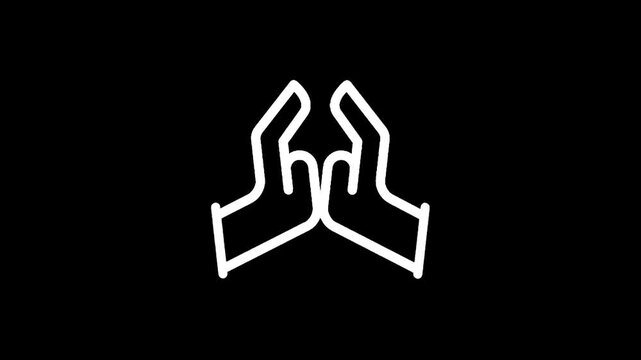 Hands in prayer position on a black background