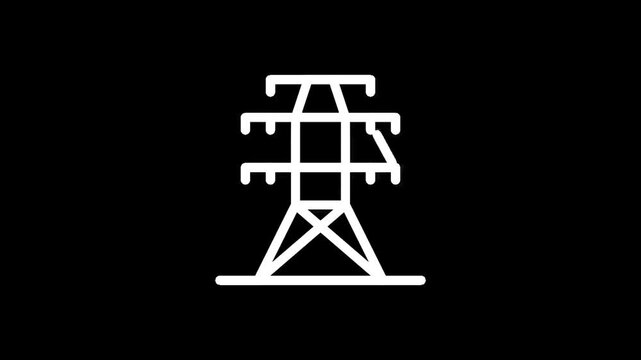 White power pylon icon on a black background