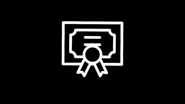 Certificate icon on black background