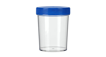 Transparent plastic container with blue lid
