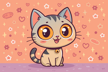Cartoon Cat With Glowing Eyes Bold Kawaii Creative Visual Perfect for Editorial Content