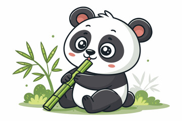Depicting Cartoon Panda Eating Bamboo Bold Cute Ani Stunning Creative Visual