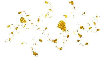 Christmas Gold Foil splatter glitter Golden stroke on transparent background.Festive background...
