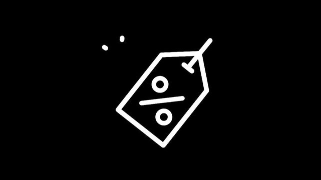 Discount tag icon on black background