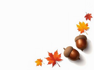 秋の彩りを添える紅葉とどんぐりのイラスト
