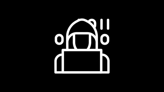 Minimalist backpack icon on black background