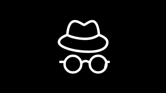 Incognito mode icon on a black background