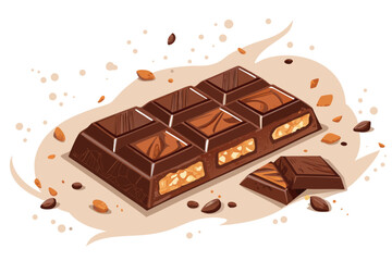 Depicting Chocolate Bar Glowing With Broken Pieces Bold Elegant Creative Visual